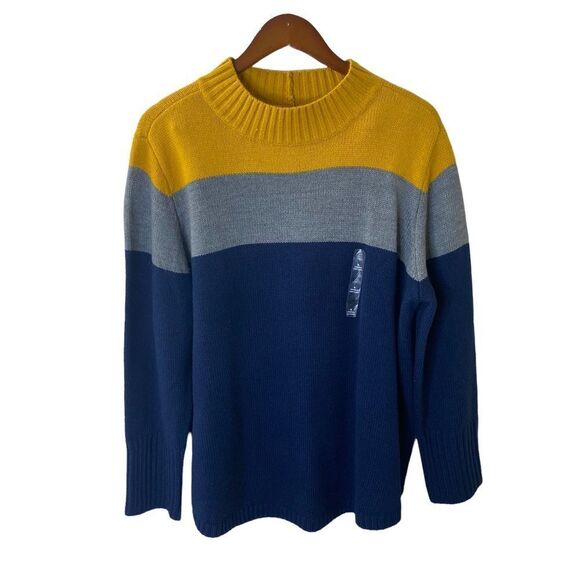 ANA Color Block Pullover Mock Neck Sweater Sz XL - Picture 1 of 10